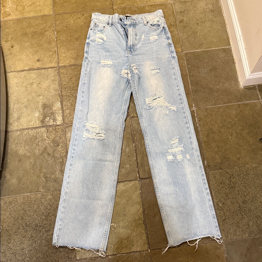 Lioness Light Blue Distressed Boot Cut Jeans